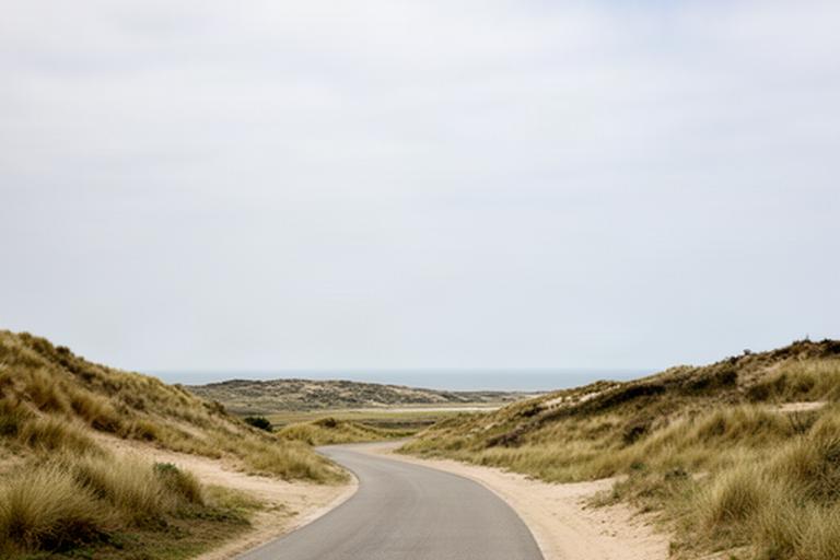 Rustige weg bij Hoek van Holland in Zuid-Holland met duinen en open lucht